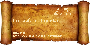 Lencsés Tivadar névjegykártya